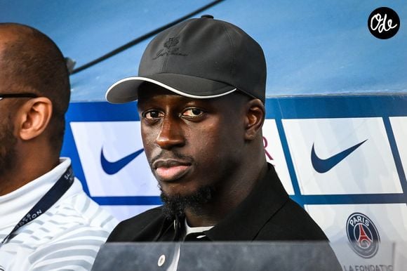 Benjamin Mendy - Célébrités dans les tribunes lors du match de football du PSG face à Lorient au Parc des Princes à Paris le 12 Août 2023. © Matthieu Mirville/Bestimage