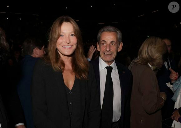 Exclusif - Carla Bruni-Sarkozy, Nicolas Sarkozy lors d'une cérémonie organisée par le Conseil des institutions juives de France (CRIF) en hommage aux victimes des attentats du Hamas du 7 octobre 2023 contre Israël, à l'occasion du premier anniversaire de l'événement, à Paris, le 7 octobre 2024. © Jack Tribeca / Bestimage