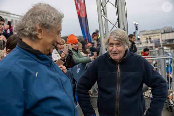 Olivier de Kersauson - C.Caudrelier (Maxi Edmond de Rothschild), vainqueur de l'Arkéa Ultim Challenge (50 jours, 19 heures, 7 minutes et 42 secondes) à Brest, le 27 février 2024.
© Alexis Courcoux / Panoramic / Bestimage