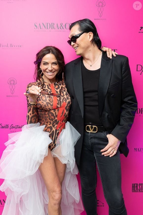 Exclusif - Sandra Sisley, Axel Huynh lors d'une soirée  à la suite Sandra & Co lors du Festival International des Séries de Cannes, Canneseries Saison 8, à l’hôtel JW Marriott Cannes le 25 avril 2025.

© Aurelio Stella / William Sanches Tavares / Bestimage