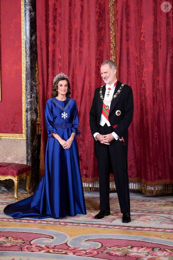 Le roi Felipe VI d'Espagne et la reine Letizia lors de la cérémonie d'accueil du sultan d'Oman Haïtham ben Tariq à Madrid le 4 novembre 2025. Photo par Cordon / Bestimage