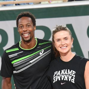 Exclusif - Gaël Monfils et sa femme Elina Svitolina - Benoît Paire, Gaël Monfils, Domingo (Pierre Alexis Bizot) et Zerator (Adrien Nougaret) deux streamers se rencontrent lors d'un match de tennis à Roland Garros, Paris. © Veeren/Bestimage