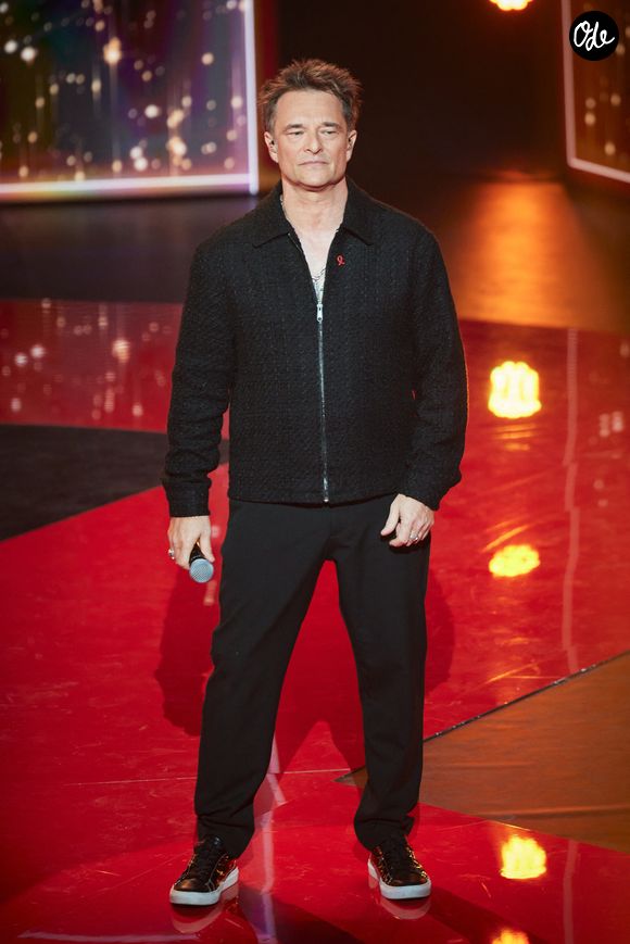 David Hallyday lors de l'enregistrement de l'émission "Les stars s'unissent pour le Sidaction" au théâtre Marigny à Paris, France, le 11 mars 2025. L'émission sera diffusée en prime le 22 mars sur France 2. © Guirec-Moreau/ Bestimage