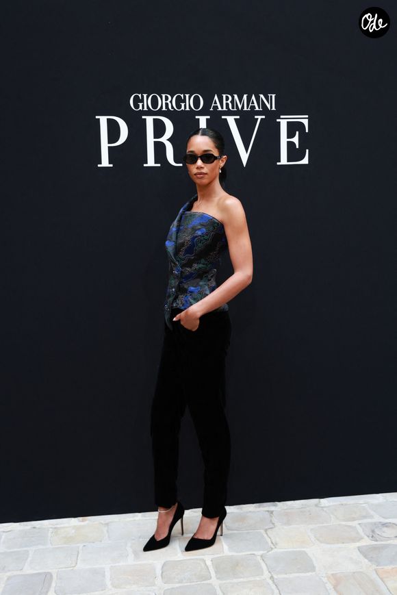 Laura Harrier au défilé Giorgio Armani Privé "Collection Haute Couture Automne/Hiver 2026-2027" lors de la Fashion Week de Paris, le 7 juillet 2026