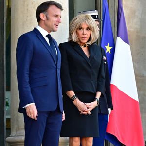 Info - Décès de Anne-Marie Trogneux, soeur de Brigitte Macron à l’âge de 93 ans - Le président de la République Emmanuel Macron et sa femme la Première dame Brigitte Macron reçoivent le Chancelier de la République fédérale d’Allemagne, et sa femme pour un dîner au Palais présidentiel de l’Elysée, à Paris, France, le 30 avril 2025. © Christian Liewig/Bestimage