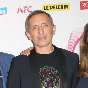 Gilbert Coullier, Gad Elmaleh et Nicole Coullier - Générale du spectacle musical "Bernadette de Lourdes" au Dôme de Paris à Paris le 21 septembre 2023. © Coadic Guirec/Bestimage