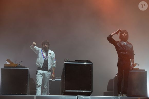 Xavier de Rosnay et Gaspard Augé du groupe de musique électronique français Justice en concert lors du Festival Rock En Seine dans le Domaine de Saint-Cloud, France, le 26 août 2018. © Giancarlo Gorassini/Bestimage