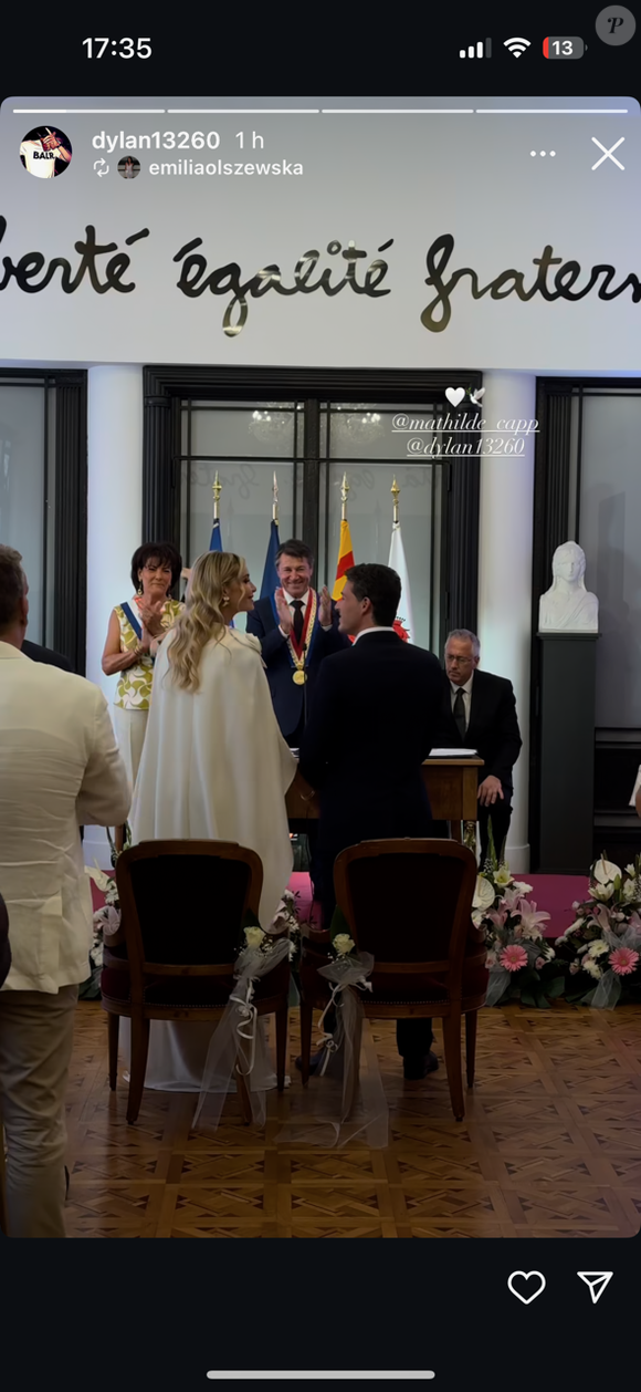 Story Instagram de Dylan Deschamps sur son mariage civile à Nice