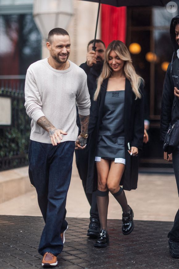 Liam Payne et sa compagne Kate Cassidy à la sortie de l'hôtel La Réserve lors de la mode femme automne / hiver 2024-2025 lors de la Fashion Week de Paris (PFW), à Paris, France, le 2 mars 2024. AGENCE / BESTIMAGE