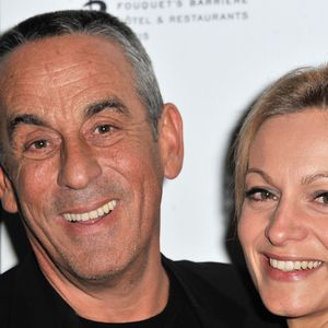 Thierry Ardisson et sa compagne Audrey Crespo-Mara - Photocall de la 2eme soiree d'inauguration du restaurant de 'La Petite Maison Nicoise' a l'hotel Fouquet's Barriere a Paris le 22 Janvier 2013.