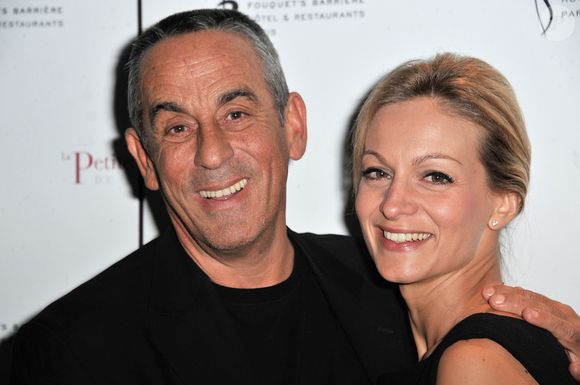 Thierry Ardisson et sa compagne Audrey Crespo-Mara - Photocall de la 2eme soiree d'inauguration du restaurant de 'La Petite Maison Nicoise' a l'hotel Fouquet's Barriere a Paris le 22 Janvier 2013.