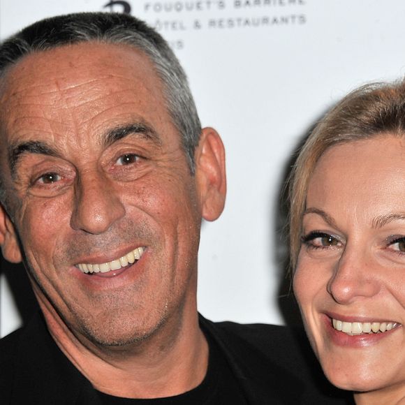 Thierry Ardisson et sa compagne Audrey Crespo-Mara - Photocall de la 2eme soiree d'inauguration du restaurant de 'La Petite Maison Nicoise' a l'hotel Fouquet's Barriere a Paris le 22 Janvier 2013.