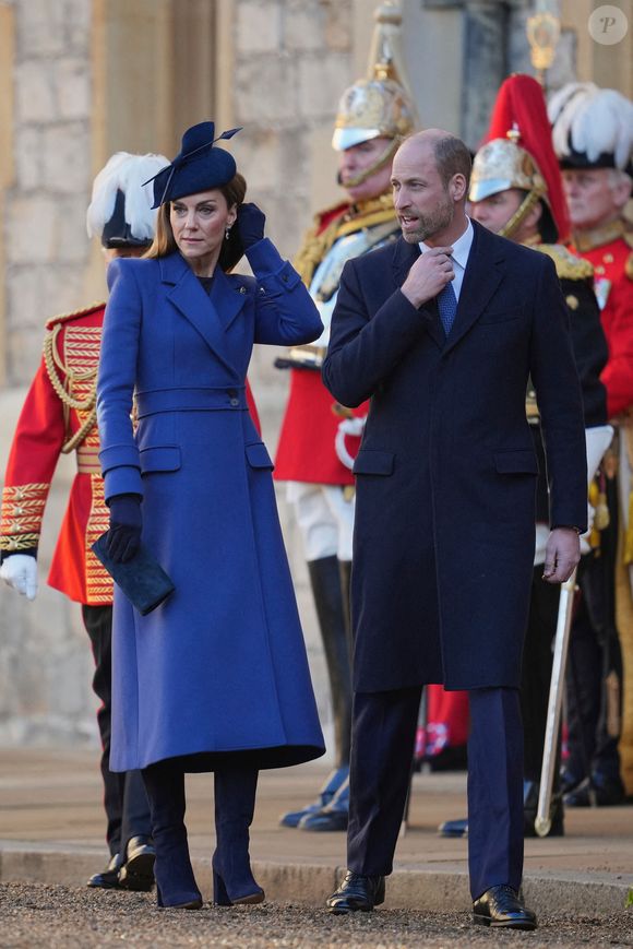 Le prince et la princesse de Galles quittent les lieux après avoir assisté à la cérémonie d'accueil du président allemand Frank-Walter Steinmeier et de son épouse Elke Budenbender au château de Windsor, dans le Berkshire, au premier jour de la visite d'État au Royaume-Uni du président de la République fédérale d'Allemagne le mercredi 3 décembre 2025. Photo : Kin Cheung/PA Wire : Kin Cheung/PA Wire / PA Photos / ABACA