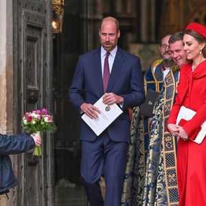Le prince William, prince de Galles, et Catherine (Kate) Middleton, princesse de Galles, à la sortie de l'abbaye de Westminster lors du "Commonwealth Day 2025", le 10 mars 2025. (Backgrid UK/ Bestimage).