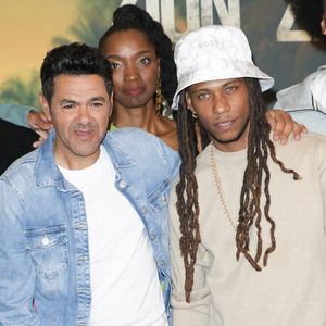 Jamel Debbouze et Sloan Decombes au photocall de la première du film Zion au cinéma Le Grand Rex à Paris, France, le 4 avril 2025. © Coadic Guirec/Bestimage