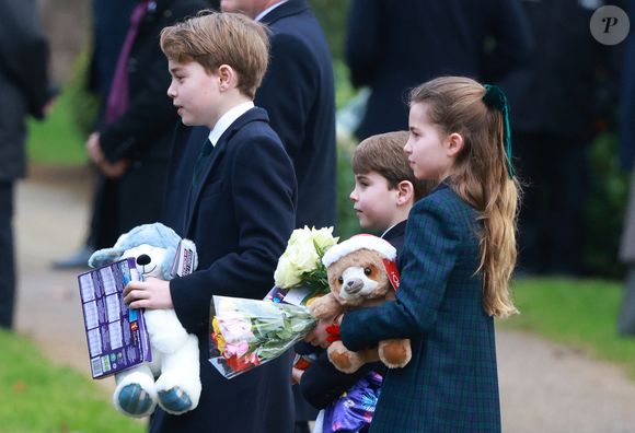Prince Louis, Princesse Charlotte, Prince George - La famille royale britannique se rend à la messe de Noël à Sandringham le 25 décembre 2024.  Photo par Julien Burton / Bestimage