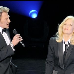 Exclusif - Johnny Hallyday au concert de Sylvie Vartan à l'Olympia en 2009 (DANIEL ANGELI / BESTIMAGE).