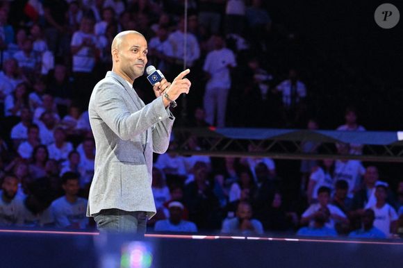 Tony Parker au match de préparation aux Jeux Olympiques Paris 2024 entre la France à la Serbie (67-79) à Decines-Charpieu, France, le 12 juillet 2024. © Frédéric Chambert/Panoramic/Bestimage