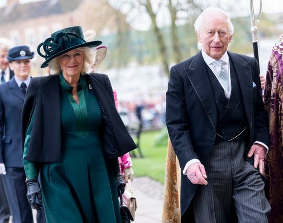 Le roi Charles III d'Angleterre et la reine Camilla assistent à l'office royal du dimanche à la cathédrale de Durham, dans le comté de Durham, au Royaume-Uni. 17 April 2025. (GOFF INF / BESTIMAGE)
