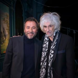 Exclusif - Bernard Montiel, Louis Bertignac, pendant l’enregistrement d’Olympiascope, à l’Olympia, présenté par B.Montiel et diffusé le 18 janvier 2025 sur Olympia TV, à Paris, France, le 14 janvier 2025. © Jack Tribeca/Bestimage