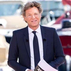 Exclusif - Laurent Delahousse lors de l'enregistrement du "20h30 le dimanche" (19/05/24) avec Laurent Delahousse lors du 77ème Festival International du Film de Cannes, France, le 17 mai 2024. © Olivier Borde/Bestimage