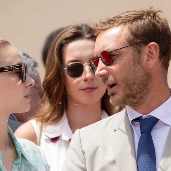 Pierre Casiraghi, Beatrice Borromeo, Princess Caroline of Hanover (La princesse Caroline de Hanovre) lors du relais de la Flamme Olympique des Jeux olympiques d'été de Paris 2024 à Monaco, le 18 juin 2024. Paris se prépare à accueillir les XXXIIIèmes Jeux Olympiques d'été, du 26 juillet au 11 août 2024. Olivier Huitel/Pool Monaco/Bestimage
