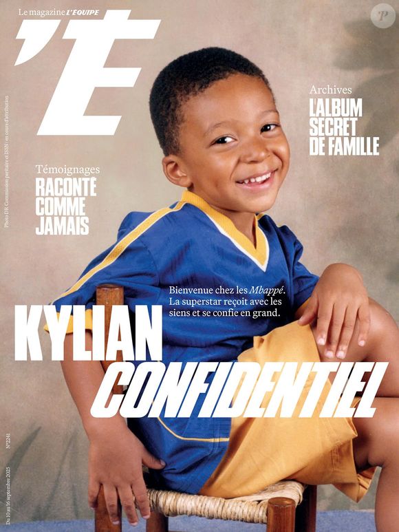 Kylian Mbappé en couverture du magazine "L'Equipe". 10 septembre 2025