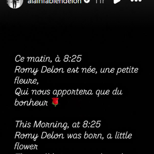 Leur petite Romy a pointé le bout de son nez ce mardi 29 avril à 8h25
Alain-Fabien Delon et Laura Bensadoun sont parents : leur petite Romy est née