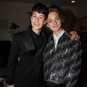 Exclusif -    Gustav De Waele, Eden Dambrine (en Fendi, Christian Louboutin et Boucheron) - Émilie Dequenne et son mari Michel Ferracci arrivent à la maison de l'ambassadeur de Belgique à Los Angeles après la 95ème édition de la cérémonie des Oscars le 12 mars 2023. Elle est venue soutenir le film du réalisateur belge Lukas Dhont "Close" aux Oscars. Malheureusement, le film n'a pas été primé.