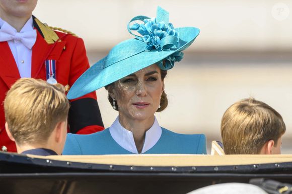 Kate Middleton et ses fils lors de la cérémonie Trooping the Colour à Londres, le 14 juin 2025. 

Photo : Zuma Press / Bestimage