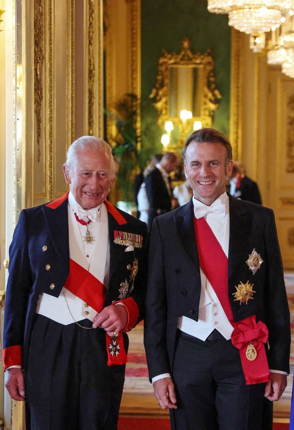 Pour l'occasion, le roi Charles III avait organisé un grand Banquet d'État le soir même

Le roi Charles III et Emmanuel Macron lors du Banquet d'État organisé en l'honneur du Président français à Londres le mardi 8 juillet 2025. Photo by Ludovic Marin/Pool/ABACAPRESS.COM