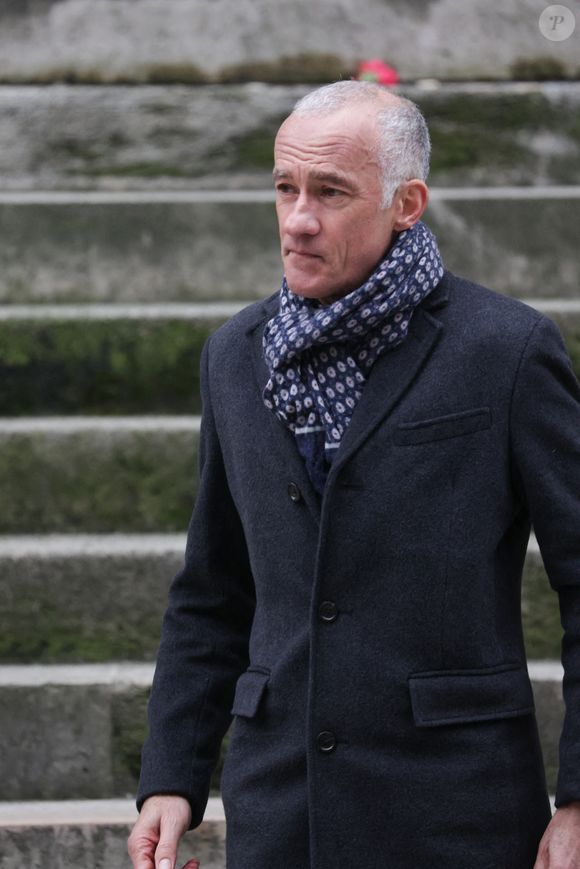 Gilles Bouleau lors de la cérémonie des obsèques de Catherine Laborde à l'église Saint-Roch à Paris, France, le 6 février 2025. Photo by Nasser Berzane/ABACAPRESS.COM