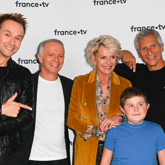 Cyril Féraud, Samuel Étienne, Sophie Davant et Nagui - Conférence de presse du Telethon 2022 à Paris le 21 octobre 2022.

© Coadic Guirec / Bestimage