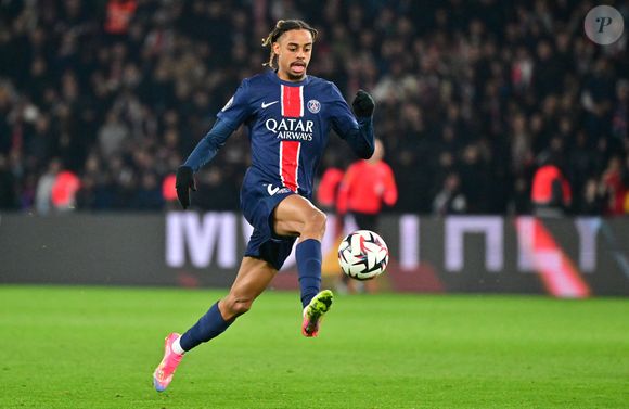 Bradley Barcola - Match de Ligue 1 McDonald's opposant le Paris Saint-Germain (PSG) à l'Olympique de Marseille (OM) - (3-1) au Parc des Princes à Paris le 16 mars 2025. © Christian Liewig/Bestimage