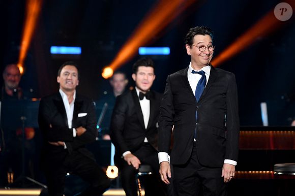 Exclusif - Dany Brillant, Vincent Niclo et Laurent Gerra - Enregistrement de l'émission "Un soir à Monaco avec Laurent Gerra" sur la scène de la salle des Etoiles du Monte-Carlo Sporting à Monaco, diffusée le 18 décembre 2021 à 21h05. Le 7 décembre 2021
© Bruno Bebert / Bestimage