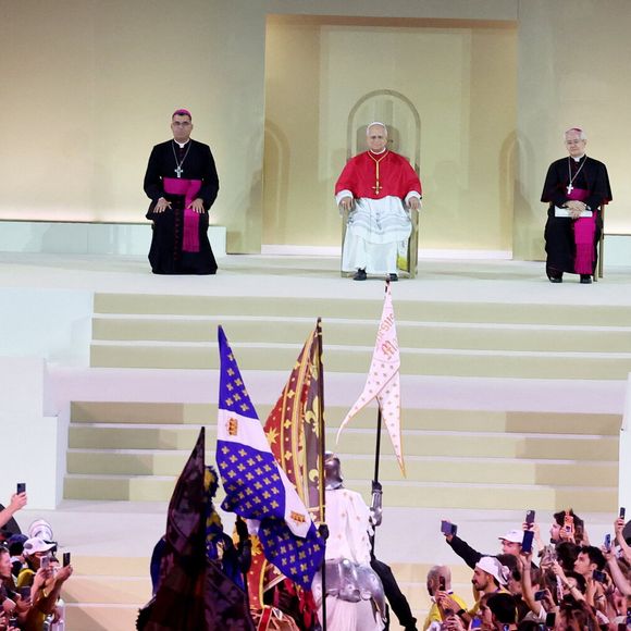 Le pape Léon XIV au Stade de France, à Saint-Denis, en périphérie de Paris, le 25 septembre 2026, pour présider une veillée de prière avec des jeunes de 17 à 35 ans, dans le cadre de sa visite de quatre jours en France.
© Jacovides-Moreau/Bestimage