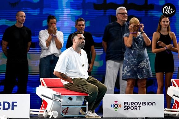 Florent Manaudou de France célèbre sa retraite de la natation lors des Championnats d'Europe de natation au Centre Aquatique Olympique de Paris (France), le 15 août 2026. (Crédit image : © Andrea Staccioli/Insidefoto via ZUMA Press)