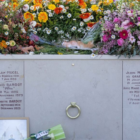 "C'est une fierté que Brigitte Bardot l'ait choisi", ajoute un autre, impressionné de l'augmentation de la demande pour ce modèle depuis les funérailles de l'actrice. 

Une couronne de fleurs et des photos de l'actrice française Brigitte Bardot sont disposées autour de sa tombe au cimetière marin, après la cérémonie funéraire à l'église Notre-Dame de l'Assomption, à Saint-Tropez, dans le sud-est de la France, le 7 janvier 2026. Photo par Shootpix/ABACAPRESS.COM