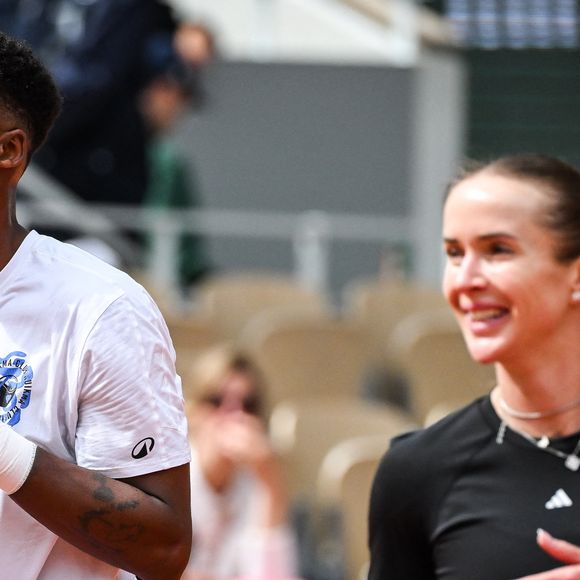 Elina SVITOLINA d'Ukraine et Gael MONFILS de France lors d'une séance d'entraînement du tournoi de tennis Roland-Garros 2026, Roland-Garros 2026, tournoi du Grand Chelem au stade Roland-Garros le 20 mai 2026 à Paris, France. © Matthieu Mirville/ZUMA Press Wire/Bestimage