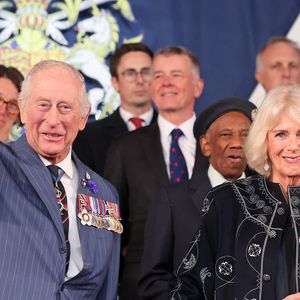 Le roi Charles III d'Angleterre et Camilla Parker Bowles, reine consort d'Angleterre au concert pour 80e anniversaire du VE Day au Horse Guards Parade à Londres le jeudi 8 mai 2025.

Picture by Chris Jackson/WPA-Pool