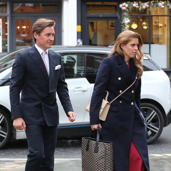 Edoardo mapelli mozzi et la princesse beatrice se rendent au pub pour célébrer le baptême de la deuxième fille de la princesse Beatrice et d'Edoardo Mapelli Mozzi à la chapelle royale du palais St James à Londres, Angleterre, Royaume-Uni, le 12 décembre 2025. Photo by Splash News/ABACAPRESS.COM