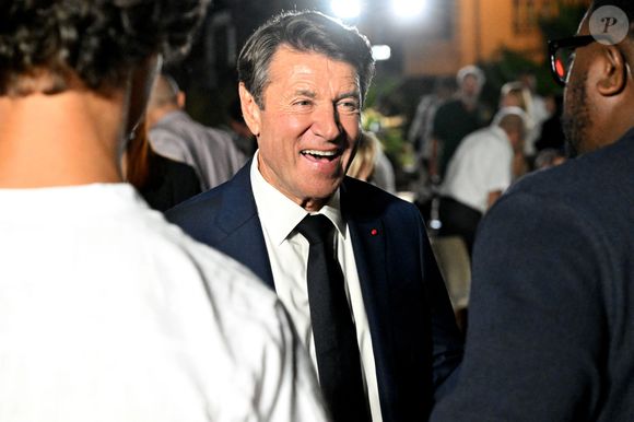 Christian Estrosi, le maire de Nice, avec sa femme, Laura Tenoudji Estrosi et son invité d'honneur Renaud Muselier, le préside,nt de la région PACA, a orchestré "Lou Festin Nissart", un diner amical et convivial autour du maire, au jardin Albert 1er sur la Coulée Verte à Nice le 6 septembre 2024. © Bruno Bebert/Bestimage