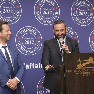 Exclusif - Harold Parisot, Cyril Hanouna au déjeuner du Chinese Business Club, avec C.Hanouna comme invité d’honneur, à Paris, France, le 19 juin 2025. © Jack Tribeca/Bestimage