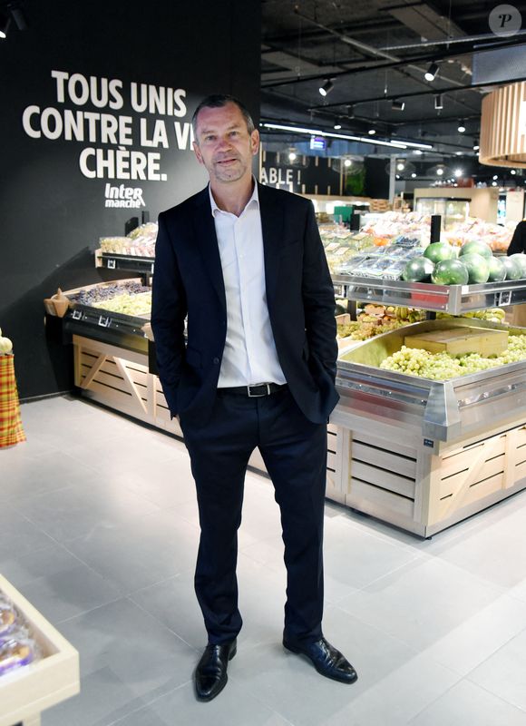 Thierry Cotillard président du Groupement Mousquetaires visite un supermarché à Paris, France le 5 septembre 2025. Photo by Alain Apaydin/ABACAPRESS.COM