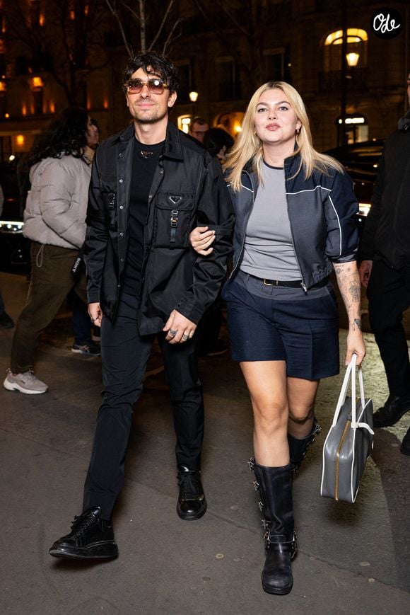 Louane Emera et son fiancé Florian Rossi à l'after party de la maison Miu Miu au club Gigi à Paris pendant la fashion week (PFW) le 11 mars 2025. © Perusseau / Da Silva / Bestimage