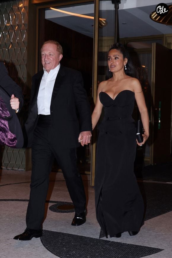 EXCLUSIVE New York, NY Salma Hayek Pinault turned her NYFW appearance into a chic family night out, attending the Mert & Marcus 71 Gin party with François-Henri and Valentina by her side. Pictured: Salma Hayek Pinault, François-Henri Pinault, Valentina Pinault | 00722815