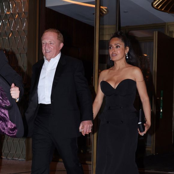 EXCLUSIVE New York, NY Salma Hayek Pinault turned her NYFW appearance into a chic family night out, attending the Mert & Marcus 71 Gin party with François-Henri and Valentina by her side. Pictured: Salma Hayek Pinault, François-Henri Pinault, Valentina Pinault | 00722815