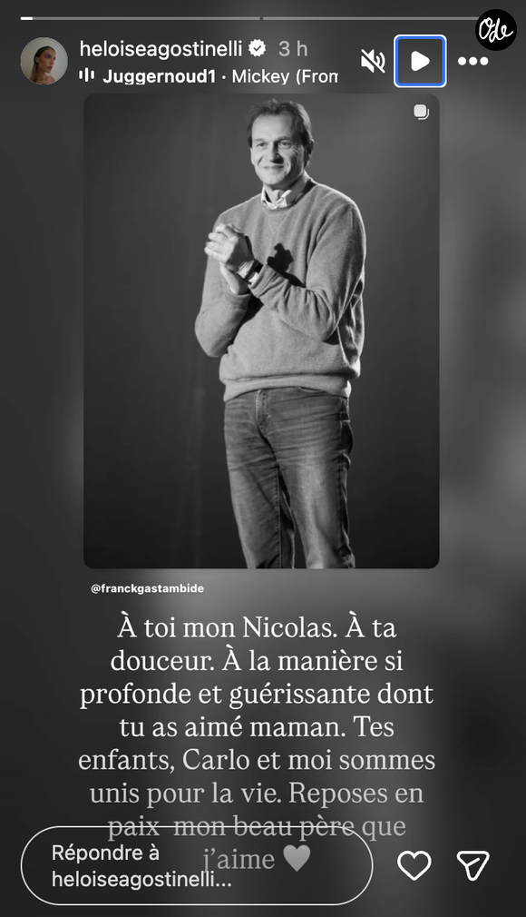 "À toi mon Nicolas. À ta douceur. À la manière si profonde et guérissante dont tu as aimé maman. Tes enfants, Carlo et moi sommes unis pour la vie. Reposes en paix mon beau père que j'aime".

Héloïse, la fille de Mathilde Favier, rend hommage à son beau-père Nicolas Altmayer.