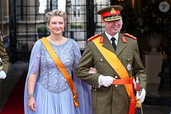 Le Grand-Duc Guillaume de Luxembourg et la Duchesse Stéphanie lors de la cérémonie d'abdication de Son Altesse Royale le Grand-Duc Henri et de l'installation de Son Altesse Royale le Grand-Duc héréditaire Guillaume le 3 octobre 2025. Photo by NL Beeld/Patrick van Emst/Bruno Press/ABACAPRESS.COM