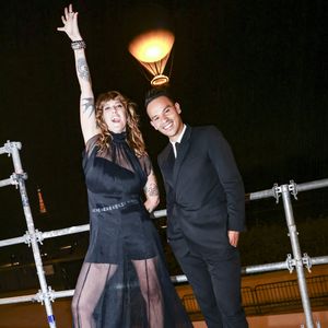 Exclusif - Daphné Burki, Mohamed Bouhafsi, - Backstage de la soirée du "Grand Concert de la fête de la musique" au Jardin des Tuileries, autour de la vasque olympique, retransmis en direct sur France 2 à Paris le 21 juin 2025.
 © Marc Ausset-Lacroix - Jack Tribeca - Christophe Clovis / Bestimage